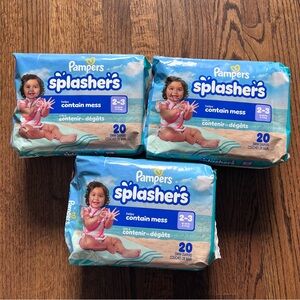 Three new packs of Pampers Little Swimmers Swim Diapers - 20 count - Size 2-3